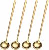 4 PCS 6.7 Inches Coffee/ Tea Spoons Long Handle, Gold, Ice Tea, Espresso Stainless Steel Long Spoons for Stirring