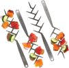 ZIG ZAG Skewers â€“ Set of 4 â€“ Brushed Stainless Steel 15' Kabob Brochettes for Barbecue and Oven, Reusable Flat Branch Style