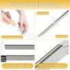 Skewers for Grilling, 17" Wooden Handle Double Pronged Stainless Steel Flat Kabob Skewers with Push Bar