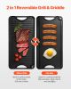 20x10in Reversible Grill Griddle Pre-Seasoned Rectangular BBQ Pan Cast Iron