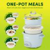 2-Cup Uncooked Rice Cooker & Food Steamer with Bonded GraniteÂ® Nonstick Ceramic & Pop-Up Steam Tray - Blue