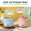 2-Cup Uncooked Rice Cooker & Food Steamer with Bonded GraniteÂ® Nonstick Ceramic & Pop-Up Steam Tray - Blue