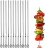 12PCS Kabob Skewers Flat Metal BBQ Barbecue Skewer 14" Long Stainless Steel Shish Kebob Sticks Wide Reusable Grilling Skewers Set for Meat Shrimp Chic