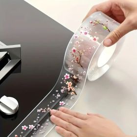 Home Improvement Seam Tape â€“ Pink Flower Pattern on Black for Toilets, Stoves & Showers (118' Per Roll, Heavy-Duty Adhesive) (Color: 2rolls Tape (Len)
