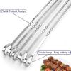 12PCS Kabob Skewers Flat Metal BBQ Barbecue Skewer 14" Long Stainless Steel Shish Kebob Sticks Wide Reusable Grilling Skewers Set for Meat Shrimp Chic