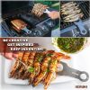 Double Skewers 14.4" Stainless Steel Heavy Duty Double Prong Skewers for BBQ Kabob Shawarma Meat Fish Chicken Accessories for Grill Master Arsenal Sto